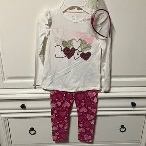 Max Studio kids NWT Girls 5/6 , 3 pc outfit, top, pants, headband, so cute!
